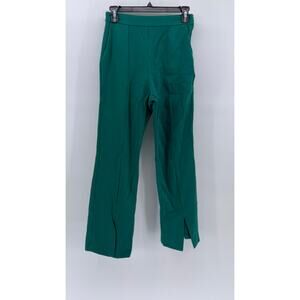 NATURAL BEAUTY BASIC Women's Green High-Rise Slit Hem Straight Leg Pant SZ M
